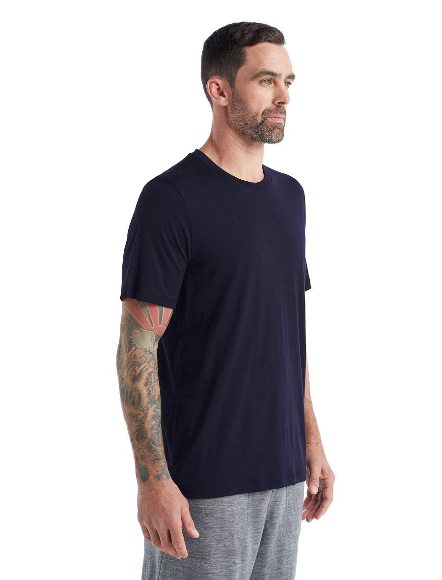 Icebreaker Merino Tech Lite II Rövid Sleeve Tee Férfi Póló Sötétkék | HU 1166ZUTG